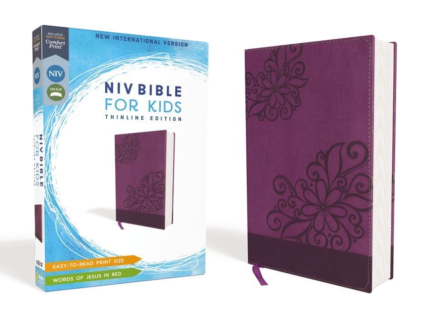 Niv, Bible For Kids, Leathersoft, Purple, Red Letter, Comfort Print : Thinline Edition by Zondervan